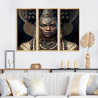 Designart "Tribal African Woman II" African American Framed Canvas Wall